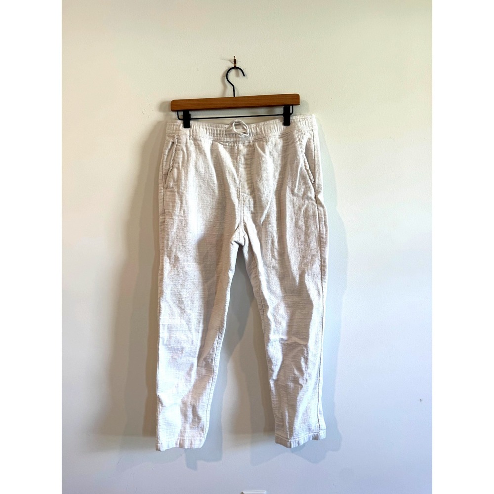 Body & Soul Textured Cotton Pants Womens Large White Ankle Casual 32x27